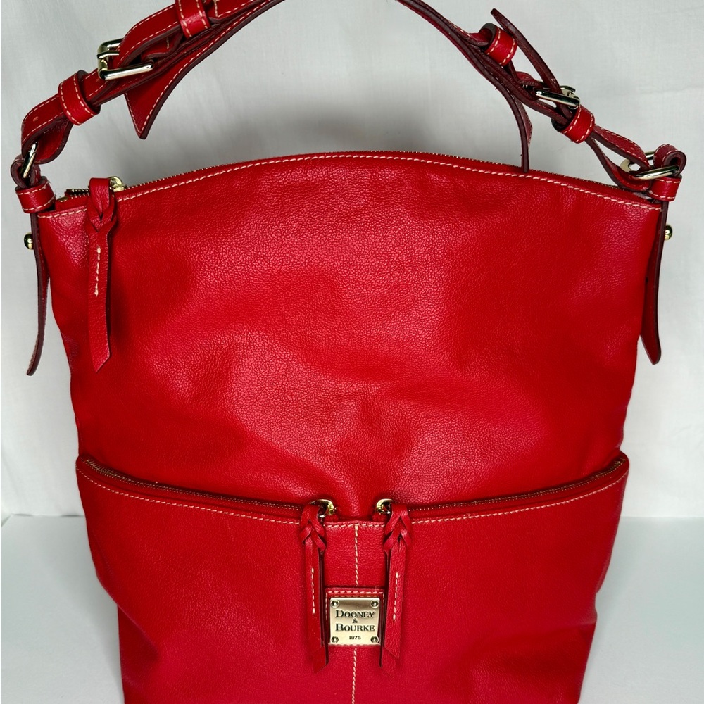 Dooney & Bourke Red Leather Tote Shoulder Bag Like New